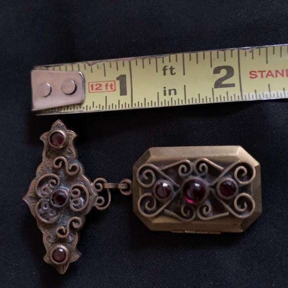 Antique Vintage HOBE Brooch Locket Pin Pendant Photo Holder - Picture 10 of 11